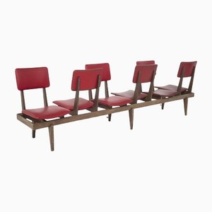 Vintage Italian Bench with Red Leather Seats-RCE-1328062