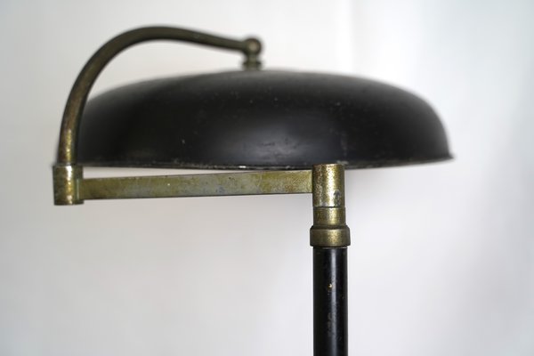 Vintage Italian Black Lacquered and Nickel Table Lamp, 1940s-OT-704021