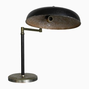 Vintage Italian Black Lacquered and Nickel Table Lamp, 1940s-OT-704021