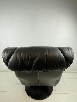 Vintage Italian Black Leather Swivel Chair-WQJ-1219689