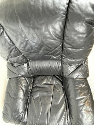 Vintage Italian Black Leather Swivel Chair-WQJ-1219689