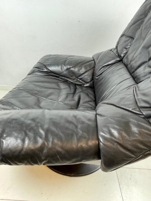 Vintage Italian Black Leather Swivel Chair-WQJ-1219689