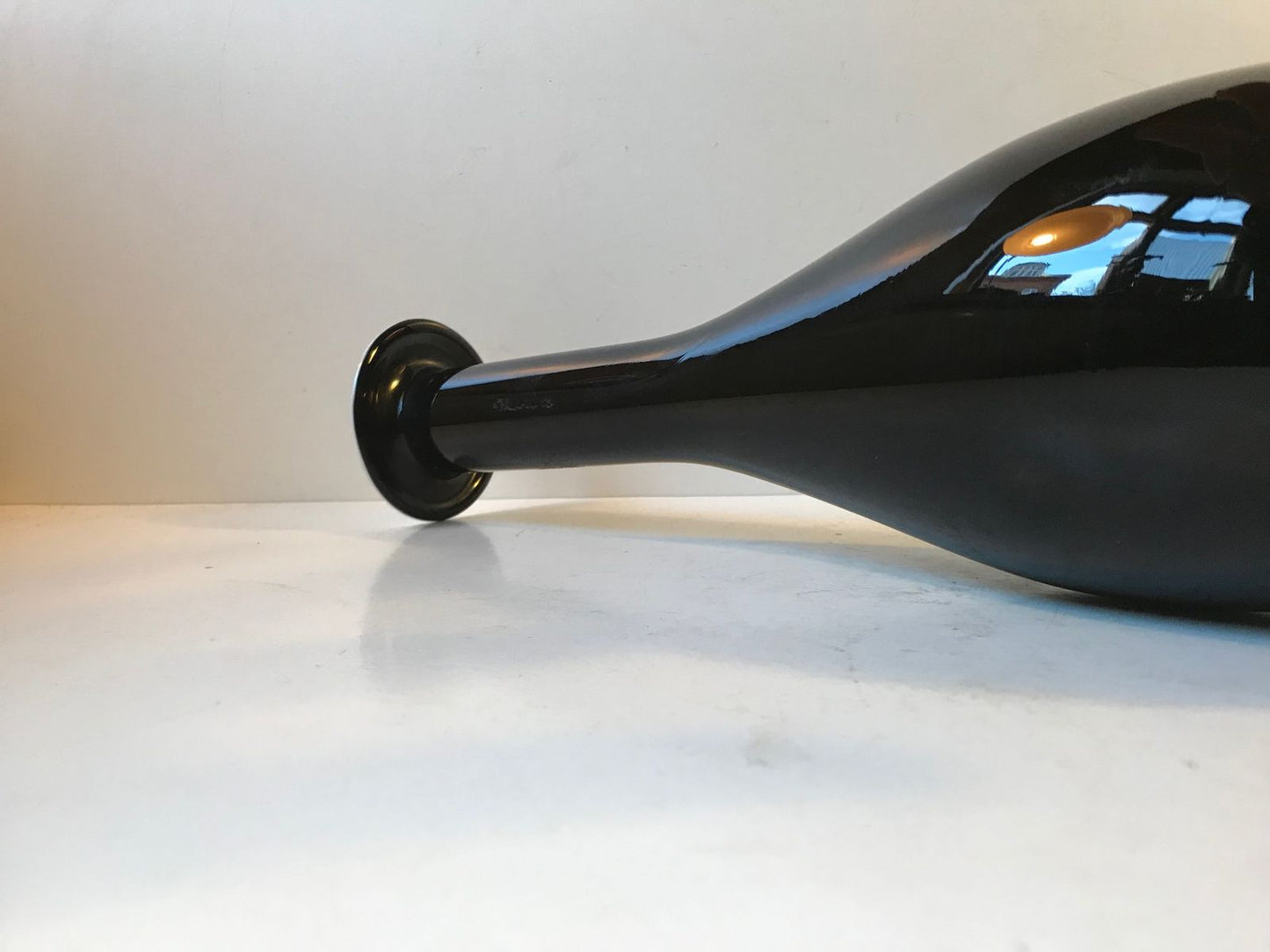 Vintage Italian Black Opaline Glass Vase from Stelvia, 1970s