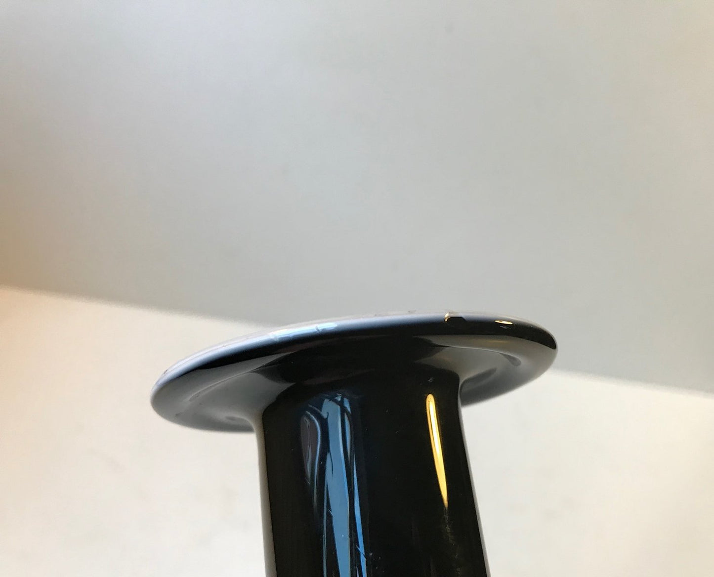 Vintage Italian Black Opaline Glass Vase from Stelvia, 1970s