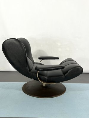 Vintage Italian Black Swivel Armchair, 1960s-OT-1240567