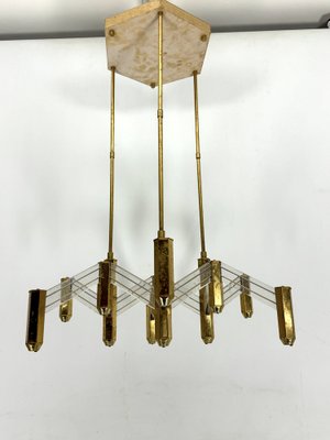 Vintage Italian Brass and Acrylic Chandelier by Zeroquattro, 1970s-OT-1782155