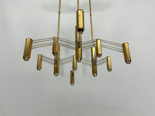 Vintage Italian Brass and Acrylic Chandelier by Zeroquattro, 1970s-OT-1782155