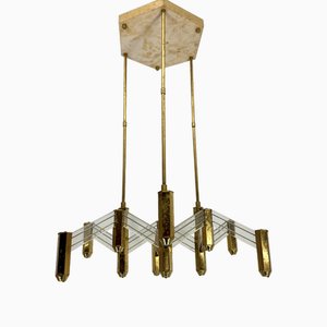 Vintage Italian Brass and Acrylic Chandelier by Zeroquattro, 1970s-OT-1782155