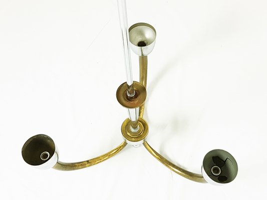 Vintage Italian Brass and Chrome Plated Metal Pendant Lamp, 1940s-RD-2032058