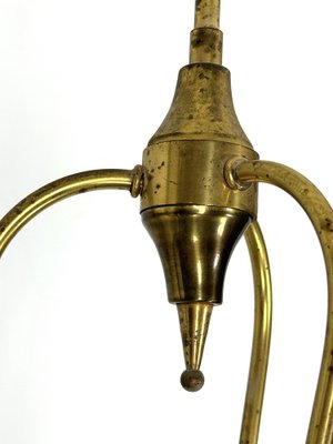 Vintage Italian Brass and Curved Glass Chandelier, 1950s-OT-1813713