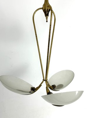 Vintage Italian Brass and Curved Glass Chandelier, 1950s-OT-1813713