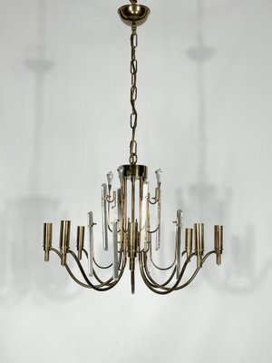 Vintage Italian Brass and Glass Stilkronen Chandelier, 1970s-OT-1311334