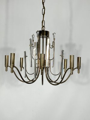 Vintage Italian Brass and Glass Stilkronen Chandelier, 1970s-OT-1311334