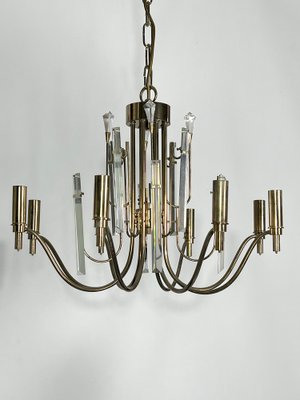 Vintage Italian Brass and Glass Stilkronen Chandelier, 1970s-OT-1311334