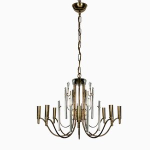 Vintage Italian Brass and Glass Stilkronen Chandelier, 1970s-OT-1311334