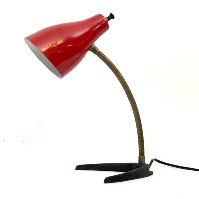 Vintage Italian Brass and Lacquer Flexible Table Lamp, 1950s-OT-1081935