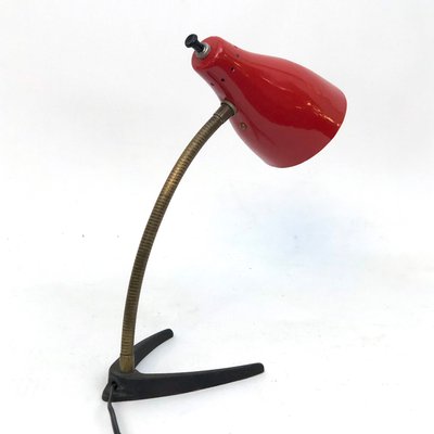 Vintage Italian Brass and Lacquer Flexible Table Lamp, 1950s-OT-1081935