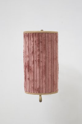 Vintage Italian Brass and Pink Velvet Wall Lamps, 1950s, Set of 2-RCE-1803072