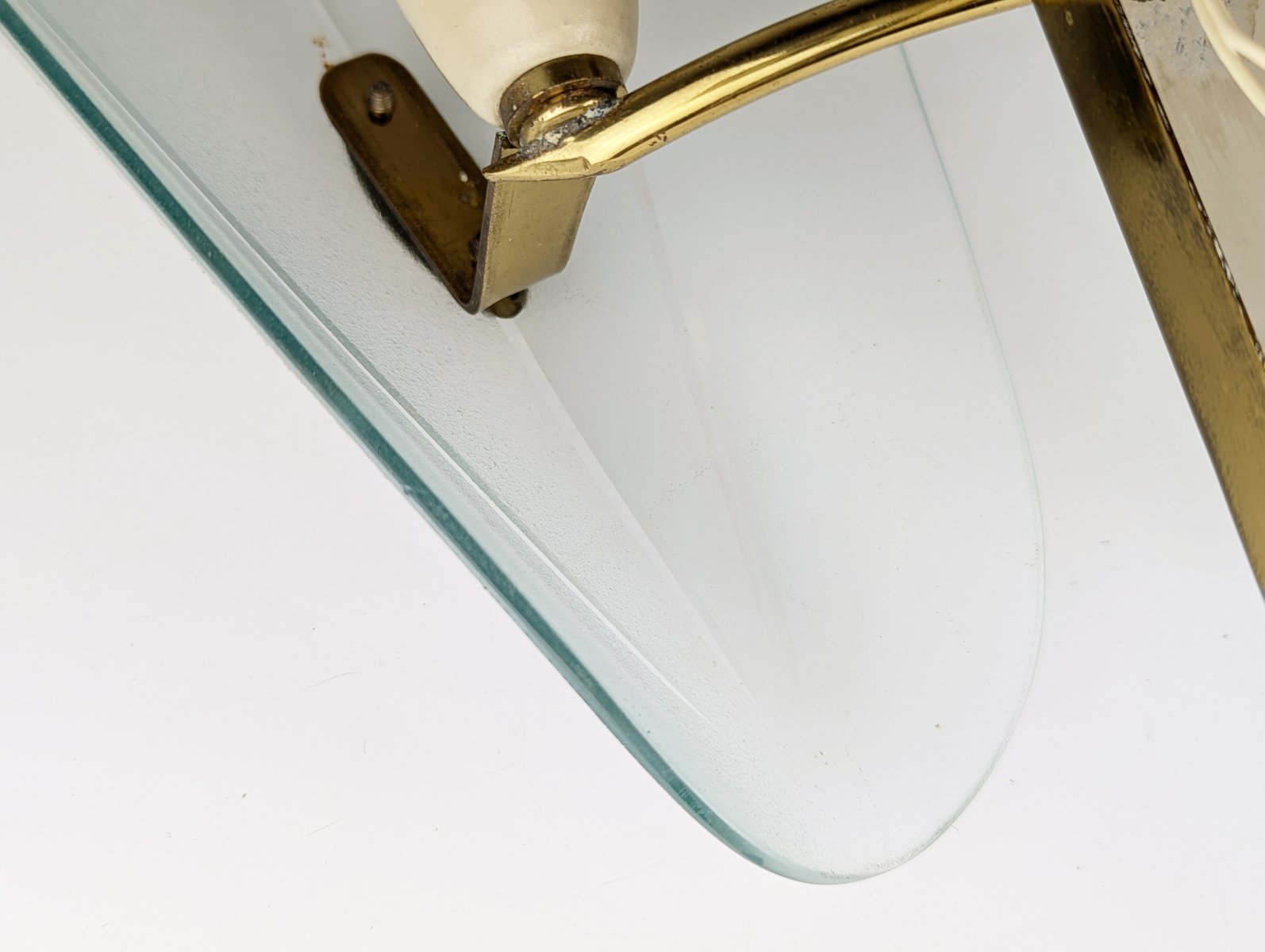 Vintage Italian Brass and Sandblasted Glass Sconce