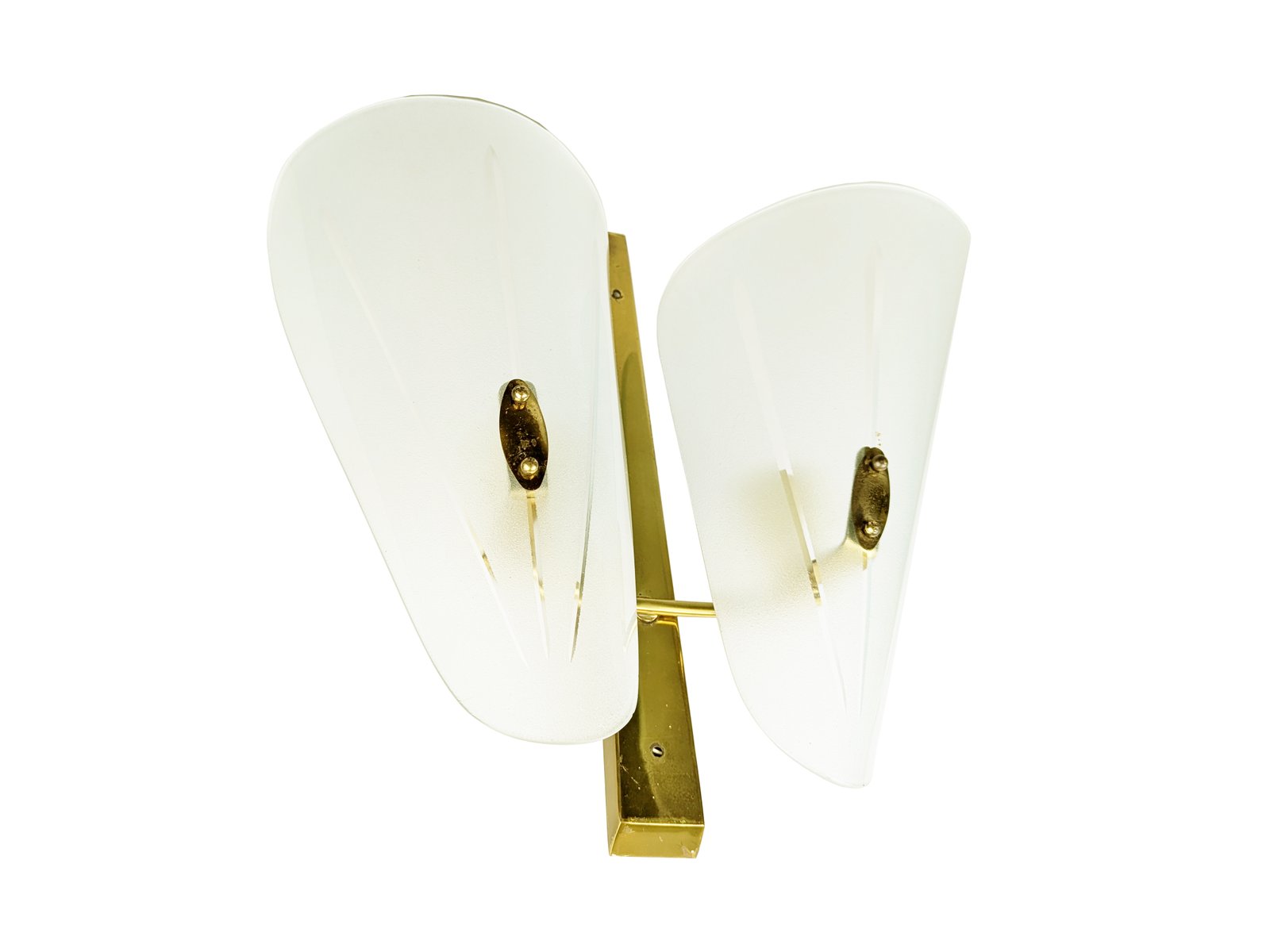 Vintage Italian Brass and Sandblasted Glass Sconce