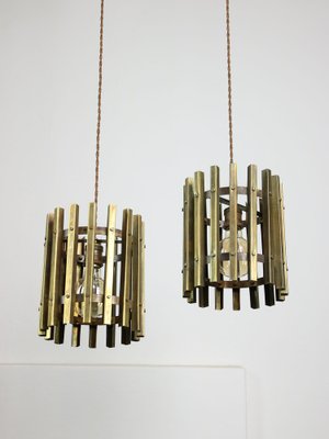 Vintage Italian Brass Cage Pendant Lamp, 1970s-HGJ-1787847