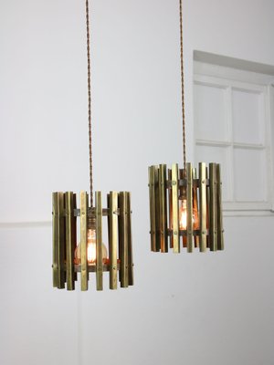 Vintage Italian Brass Cage Pendant Lamp, 1970s-HGJ-1787847