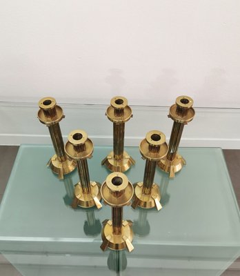 Vintage Italian Brass Candleholders, 1970s, Set of 4-ZST-1415177