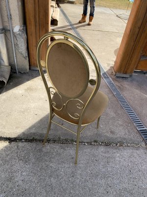 Vintage Italian Brass Dining Chairs and Table by Paolo Salice, 1970s, Set of 5-OXJ-1169722