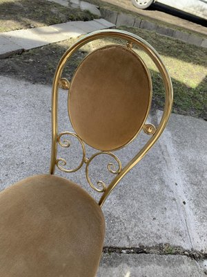 Vintage Italian Brass Dining Chairs and Table by Paolo Salice, 1970s, Set of 5-OXJ-1169722