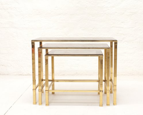 Vintage Italian Brass Nesting Tables, 1970s, Set of 3-LPM-552747