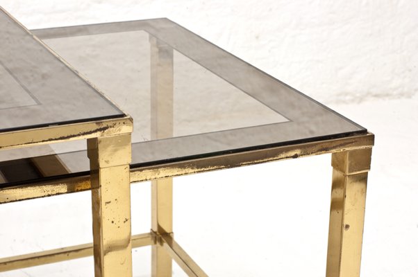 Vintage Italian Brass Nesting Tables, 1970s, Set of 3-LPM-552747