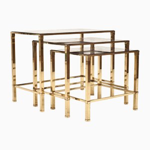 Vintage Italian Brass Nesting Tables, 1970s, Set of 3-LPM-552747