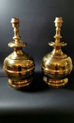 Vintage Italian Brass Table Lamps, 1960s, Set of 2-QRS-572682