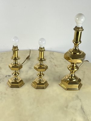 Vintage Italian Brass Table Lamps, 1980s, Set of 3-YST-1767955