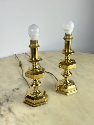 Vintage Italian Brass Table Lamps, 1980s, Set of 3-YST-1767955