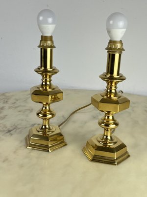 Vintage Italian Brass Table Lamps, 1980s, Set of 3-YST-1767955