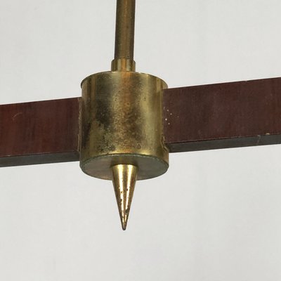 Vintage Italian Brass, Wood & Opaline Chandelier, 1950s-OT-847105