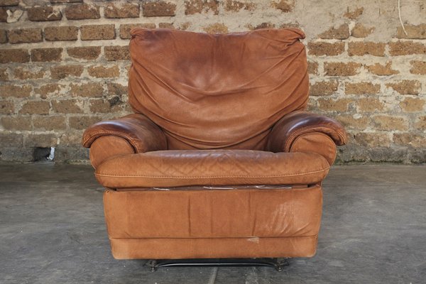 Vintage Italian Brown Leather Club Chair, 1980s-RAQ-1290566