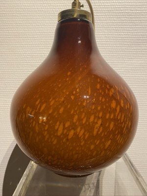 Vintage Italian Caramel Gold Blown Glass Hanging Lamp-HFR-888905