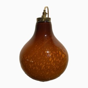 Vintage Italian Caramel Gold Blown Glass Hanging Lamp-HFR-888905