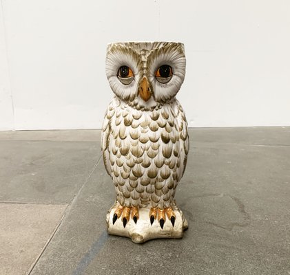 Vintage Italian Ceramic Owl Umbrella Stand-UAH-1107283