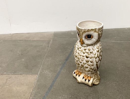 Vintage Italian Ceramic Owl Umbrella Stand-UAH-1107283