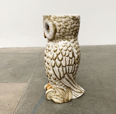 Vintage Italian Ceramic Owl Umbrella Stand-UAH-1107283