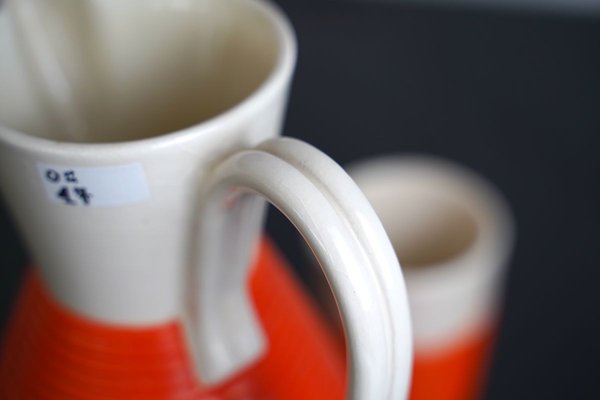 Vintage Italian Ceramic Water Pitcher and Glasses Set from Rometti, 1930s, Set of 4-OT-712036