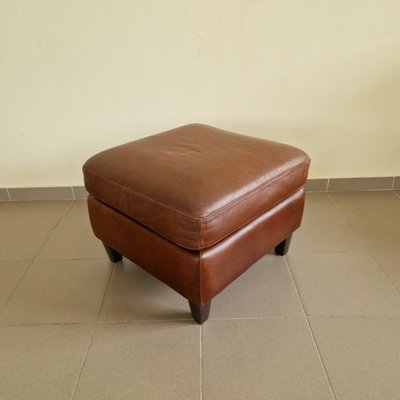 Vintage Italian Chair and Footstool in Leather, Set of 2-ITF-2021962