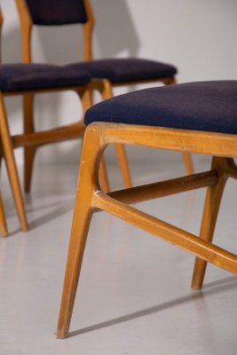 Vintage Italian Chairs in Blue Fabric, 1950, Set of 6-RCE-2020505