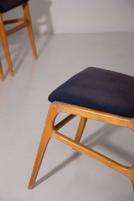 Vintage Italian Chairs in Blue Fabric, 1950, Set of 6-RCE-2020505