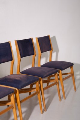 Vintage Italian Chairs in Blue Fabric, 1950, Set of 6-RCE-2020505