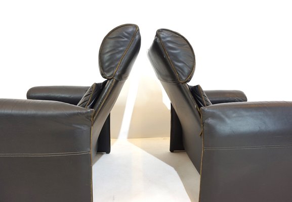 Vintage Italian Chairs in Leather by Giovanni Offeri, 1970s, Set of 2-HUW-1746911