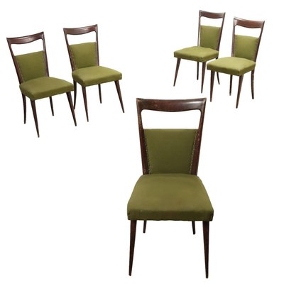 Vintage Italian Chairs in Painted Beech and Fabric, 1950s, Set of 5-VMM-2033343